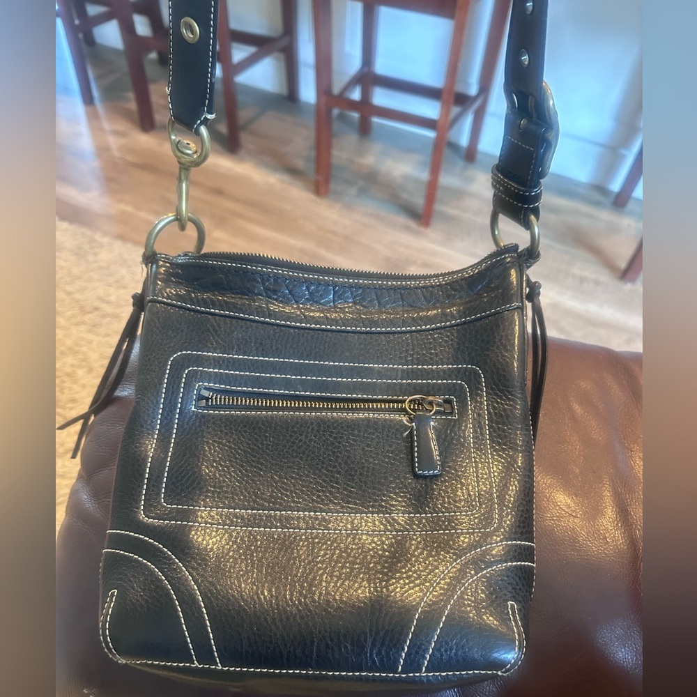 Vintage Coach Black Leather Crossbody Bag
